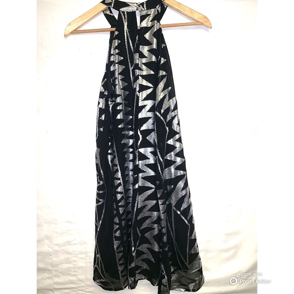 Black / Silver Cocktail Party Dress Medium - Picture 3 of 6